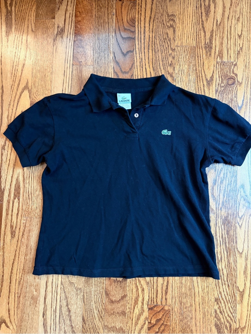 Vintage Lacoste Black Polo Shirt Women’s Size 42 Medium Y2K Tenniscore